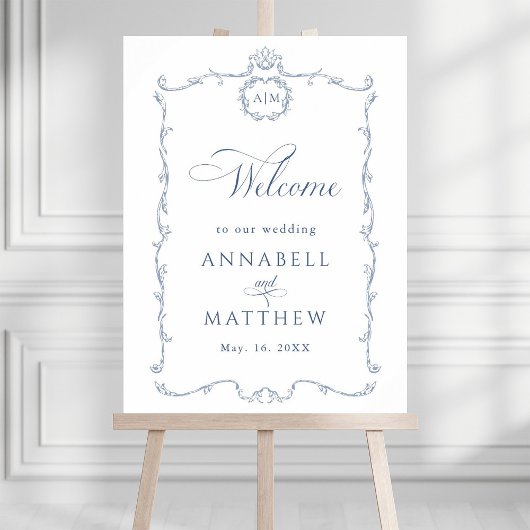 Moderne klassische französische Hochzeit Dusty Blu Poster