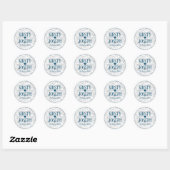 Moderne klassische Gray Terrazzo Blue Wedding Stic Runder Aufkleber (Blatt)