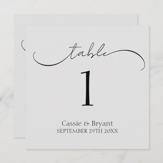 Moderne klassische Gray Wedding Tischnummer (Vorne/Hinten)