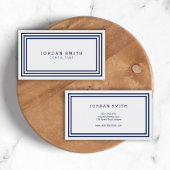 Moderne klassische Grenzen Navy Blue und White Visitenkarte