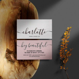 Moderne, klassische, hellrosa Kalligraphie-Schrift Visitenkarte