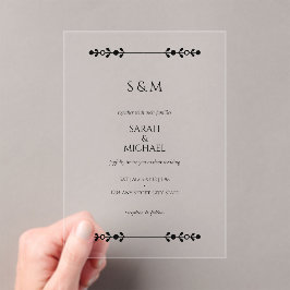 Moderne klassische Hochzeit Acryleinladungen
