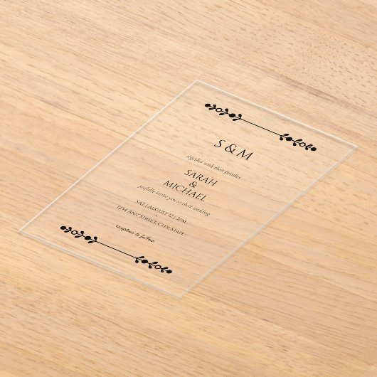 Moderne klassische Hochzeit Acryleinladungen (Ablage )