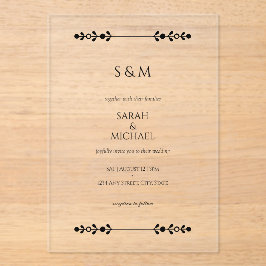 Moderne klassische Hochzeit Acryleinladungen