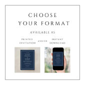 Moderne klassische Hochzeit der Marine Einladung