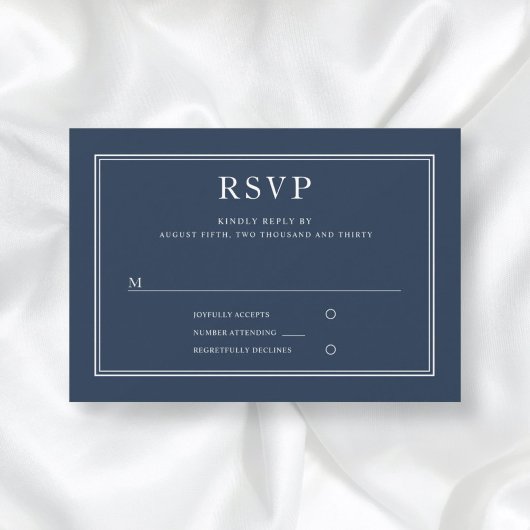 Moderne klassische Hochzeit der Marine RSVP Karte