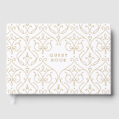 Moderne klassische Hochzeit in Gold Gästebuch (Vorderseite)