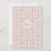 Moderne klassische Hochzeit in rosa Einladung (Rückseite)