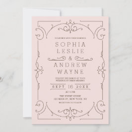 Moderne klassische Hochzeit in rosa Einladung