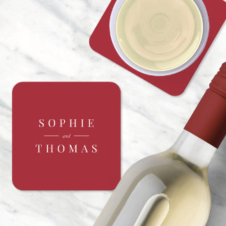 Moderne klassische Hochzeit mit editierbarer Farbe Rechteckiger Pappuntersetzer