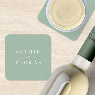 Moderne Klassische Hochzeit mit editierbarer Farbe Rechteckiger Pappuntersetzer