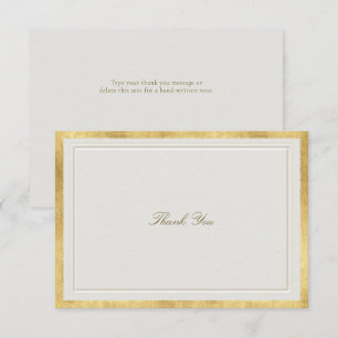 Moderne klassische Hochzeit mit falschem Gold und Dankeskarte