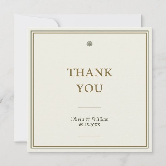 Moderne klassische Hochzeit mit Gold und Elfenbein Dankeskarte (Vorderseite)