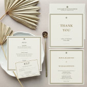 Moderne klassische Hochzeit mit Gold und Elfenbein Dankeskarte