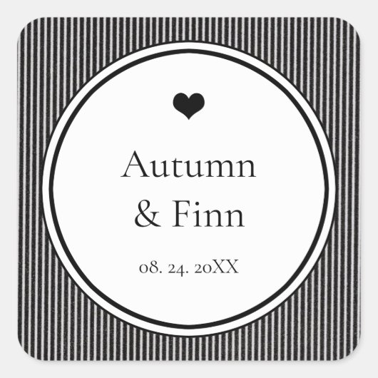 Moderne klassische Hochzeit nach Maß Quadratischer Aufkleber (Vorderseite)