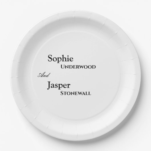 Moderne klassische Hochzeit Pappteller (Vorderseite)