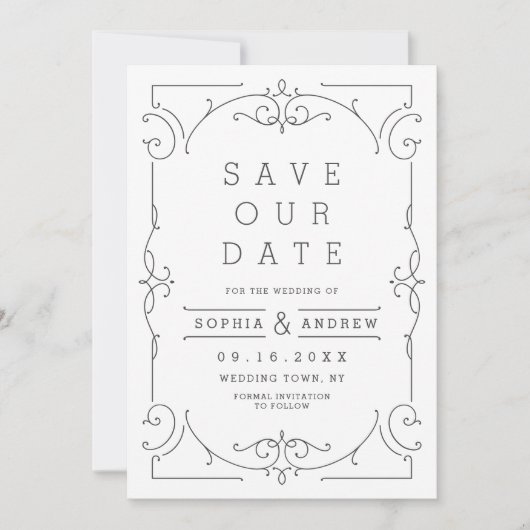 Moderne klassische Hochzeit retten das Datum Save The Date (Vorderseite)