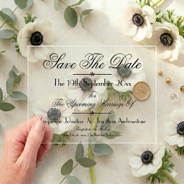 Moderne klassische Hochzeit spart das Datum Acryleinladungen