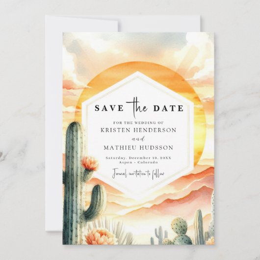 Moderne klassische Kakteen Wedding Save The Date (Vorderseite)