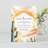 Moderne klassische Kakteen Wedding Save The Date (Stehend Vorderseite)