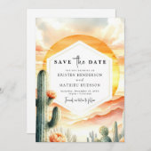 Moderne klassische Kakteen Wedding Save The Date (Vorne/Hinten)