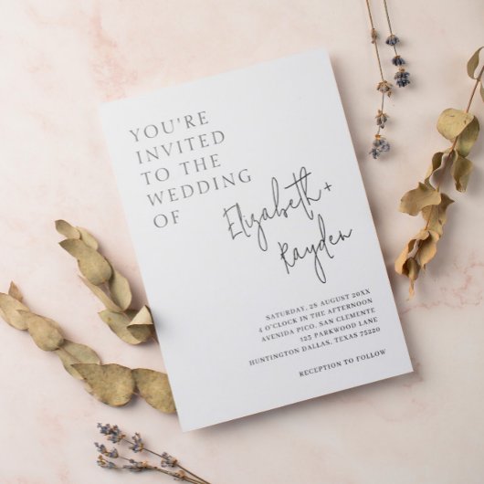 Moderne klassische Kalligrafie-Hochzeit Einladung