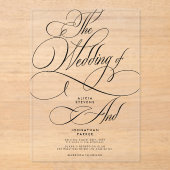 Moderne klassische kalligraphische Skripte klare H Acryleinladungen (Vorderseite)