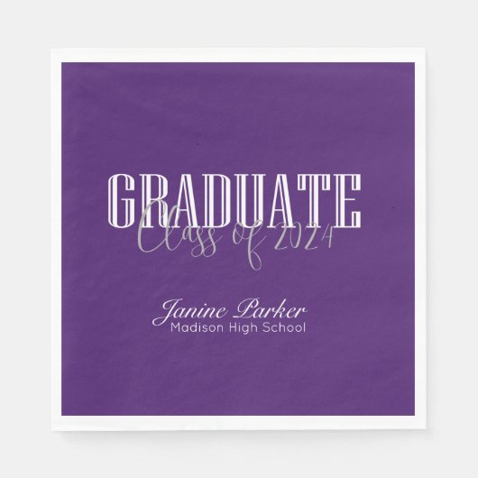 Moderne Klassische Lila Graduierungspartei Serviette (Vorderseite)
