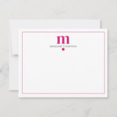 Moderne klassische Magenta Dotted Monogram Typogra Mitteilungskarte (Vorderseite)