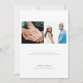 Moderne klassische Magnolia BW Hochzeit retten das Einladung (Rückseite)