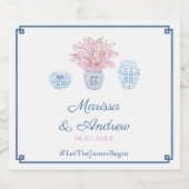 Moderne klassische Marine & Blush Ginger Jar Weddi Schaumweinetikett (Einzelnes Label)