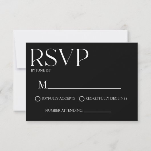 Moderne klassische Minimal einfache Hochzeitskarte RSVP Karte (Vorderseite)