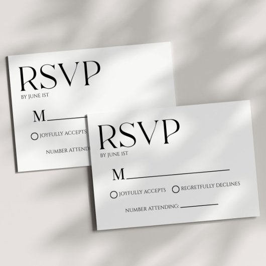 Moderne klassische Minimal einfache Hochzeitskarte RSVP Karte