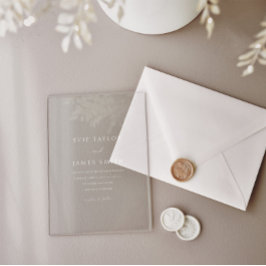 Moderne klassische Minimalhochzeit Acryleinladungen