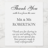 Moderne klassische Minimalistische Hochzeit Weinetikett (Einzelnes Label)