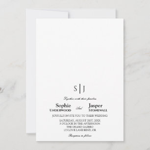 Moderne klassische minimalistische Monogramm-Hochz Einladung