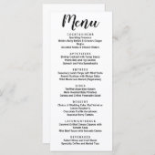 Moderne klassische Minimalistische Typografie Menükarte (Vorne/Hinten)