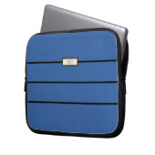 Moderne klassische Mit Monogramm Initialen Blau Laptopschutzhülle (Vorderseite Links)