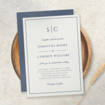 Moderne, klassische Monogramm-Creme & Navy Blue