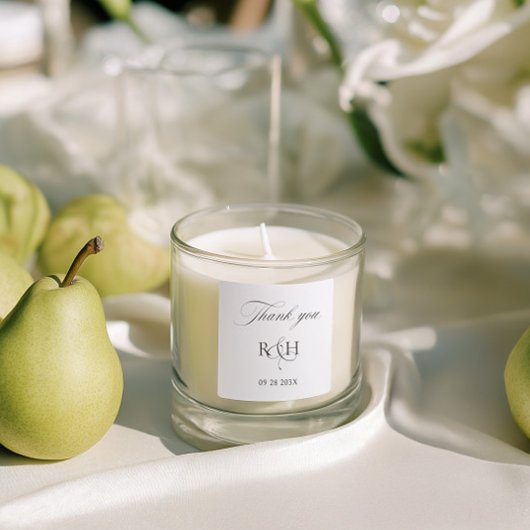 Moderne klassische Monogramm-Dankeschön-Hochzeit-A Quadratischer Aufkleber