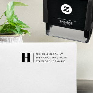 Moderne klassische Monogramm individuelle Rücksend Permastempel