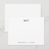 Moderne, klassische Monogramm-Initalien Personalis Mitteilungskarte (Vorne/Hinten)