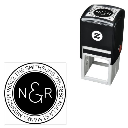 Moderne, klassische Monogramm-Rücksendeadresse Permastempel (Beispiel)