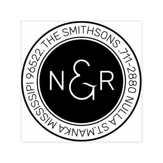 Moderne, klassische Monogramm-Rücksendeadresse Permastempel (Design)