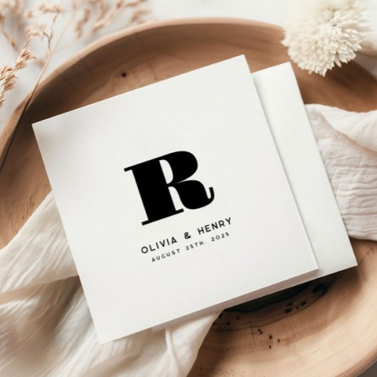 Moderne klassische Nachname ErstHochzeit Serviette