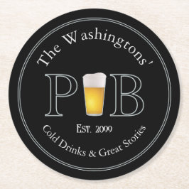 Moderne klassische Pub Biersoda kann Flaschen Unte Runder Pappuntersetzer