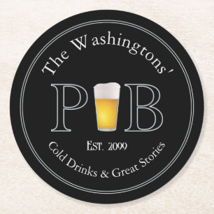 Moderne klassische Pub Biersoda kann Flaschen Unte Runder Pappuntersetzer