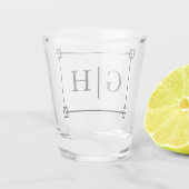 Moderne klassische Rahmen-u. Monogramm-Buchstaben Schnapsglas (Rückseite)