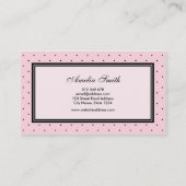 Moderne klassische rosa schwarze Polka Dot rosa Ba Visitenkarte (Rückseite)