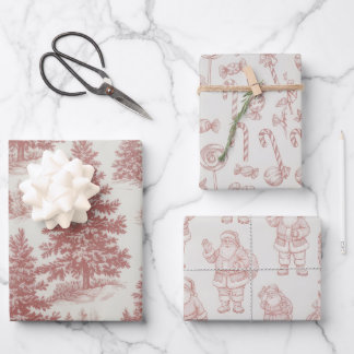 Moderne klassische rote Kiefern-Weihnachtsgirlande Geschenkpapier Set